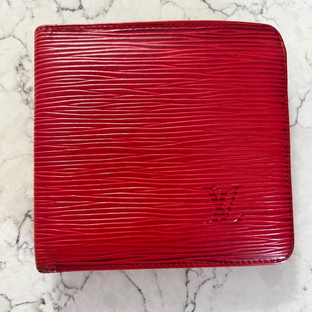 Louis Vuitton Red Epi Bi-Fold Wallet